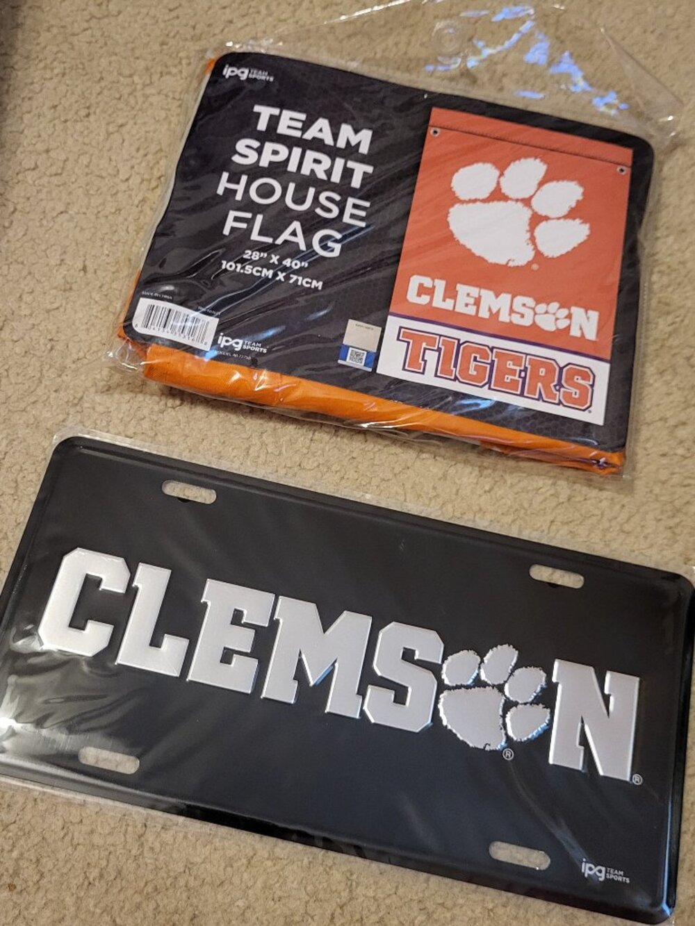 Clemson House Flag and Clemson Car Tag